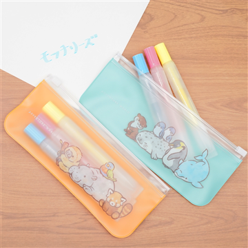 モッチリーズ　クリアペンケースセット（蛍光ペン３本入り）